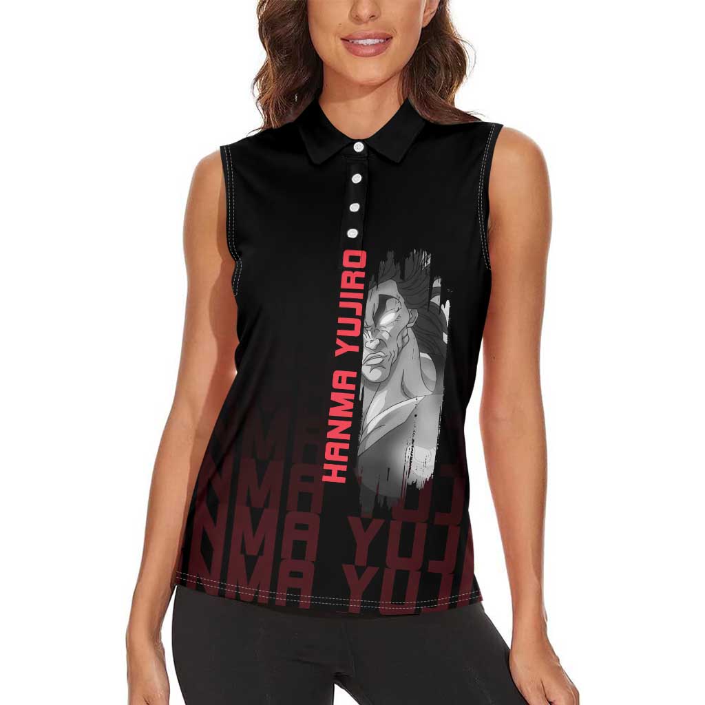 Yujiro Hanma The Ogre Baki Series Gym Theme Women Sleeveless Polo Shirt with Muscular Back Design and Bold Typography - The Mazicc
