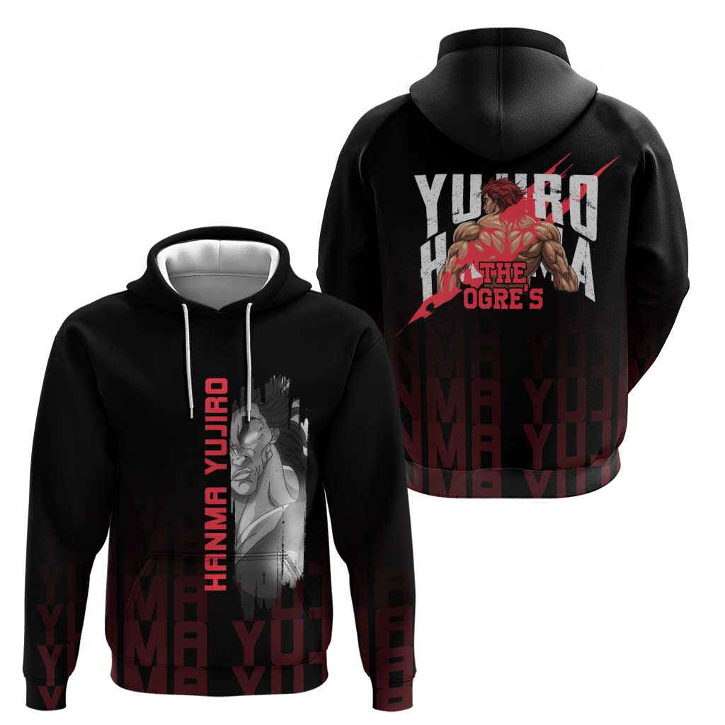 Yujiro Hanma The Ogre Baki Series Gym Theme Zip Hoodie with Muscular Back Design and Bold Typography - The Mazicc