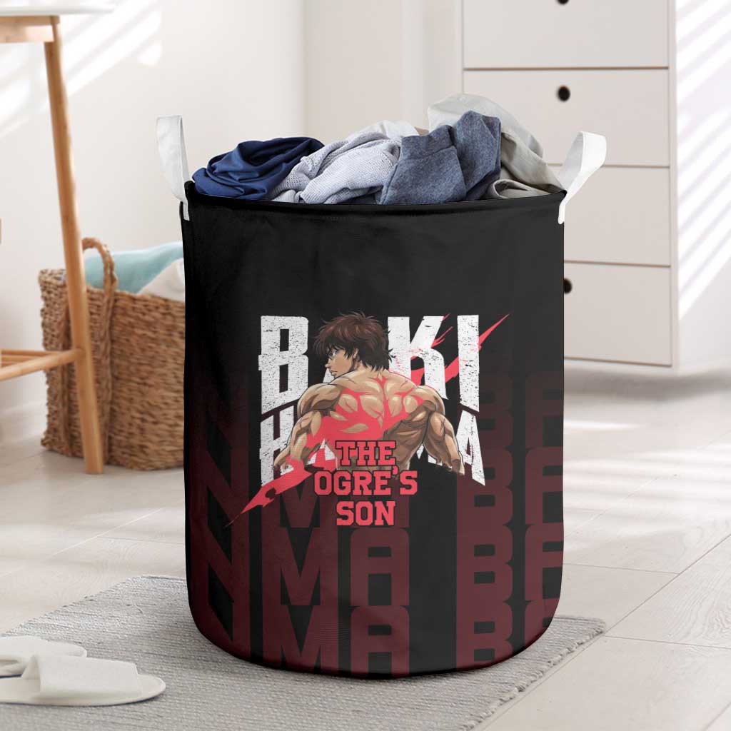 Baki Hanma The Ogre's Son Gym Theme Laundry Basket with Intense Anime Artwork and Muscular Back Design - The Mazicc