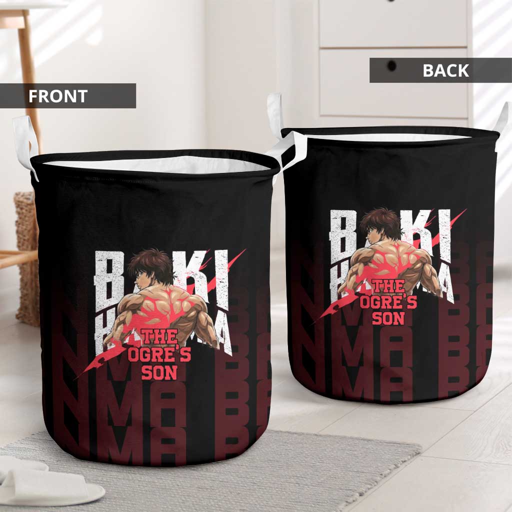 Baki Hanma The Ogre's Son Gym Theme Laundry Basket with Intense Anime Artwork and Muscular Back Design - The Mazicc