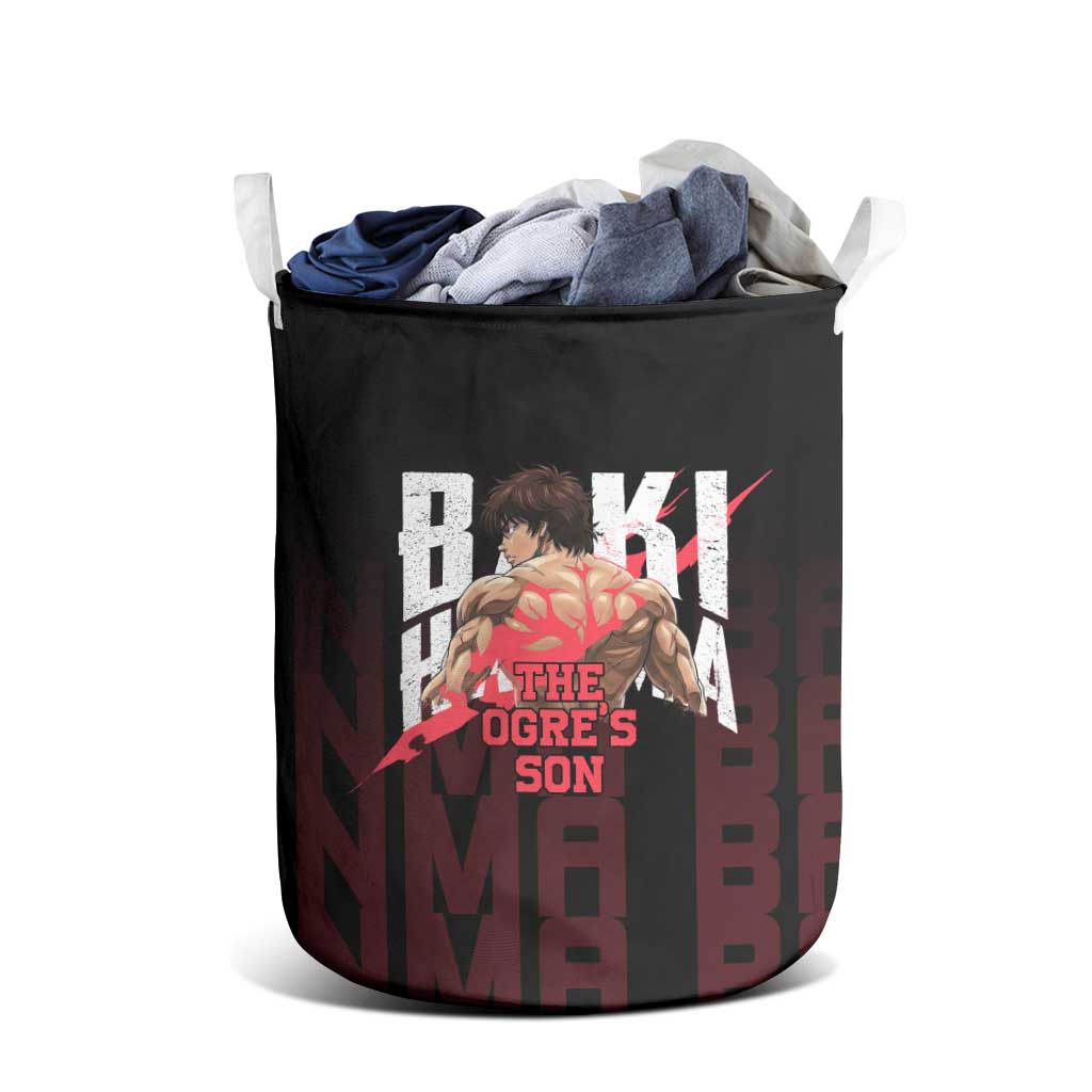 Baki Hanma The Ogre's Son Gym Theme Laundry Basket with Intense Anime Artwork and Muscular Back Design - The Mazicc