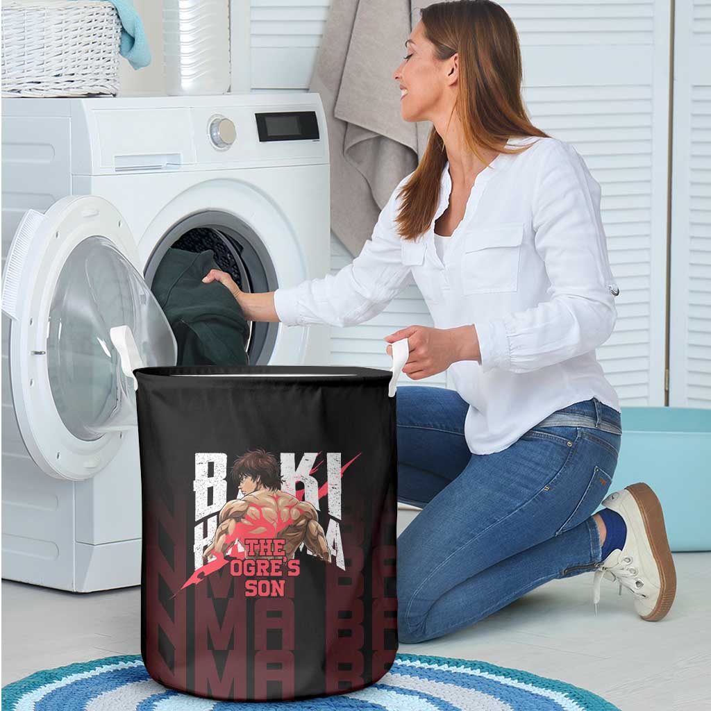 Baki Hanma The Ogre's Son Gym Theme Laundry Basket with Intense Anime Artwork and Muscular Back Design - The Mazicc