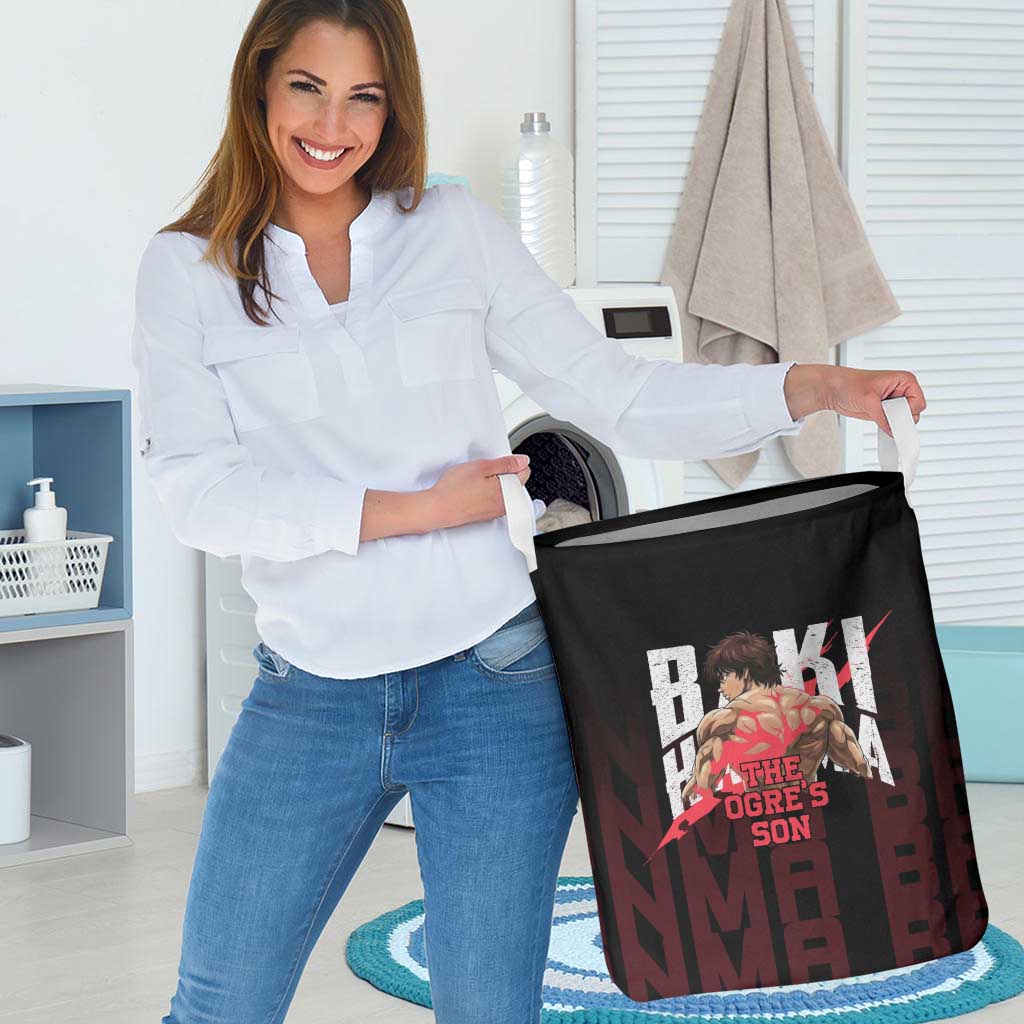 Baki Hanma The Ogre's Son Gym Theme Laundry Basket with Intense Anime Artwork and Muscular Back Design - The Mazicc