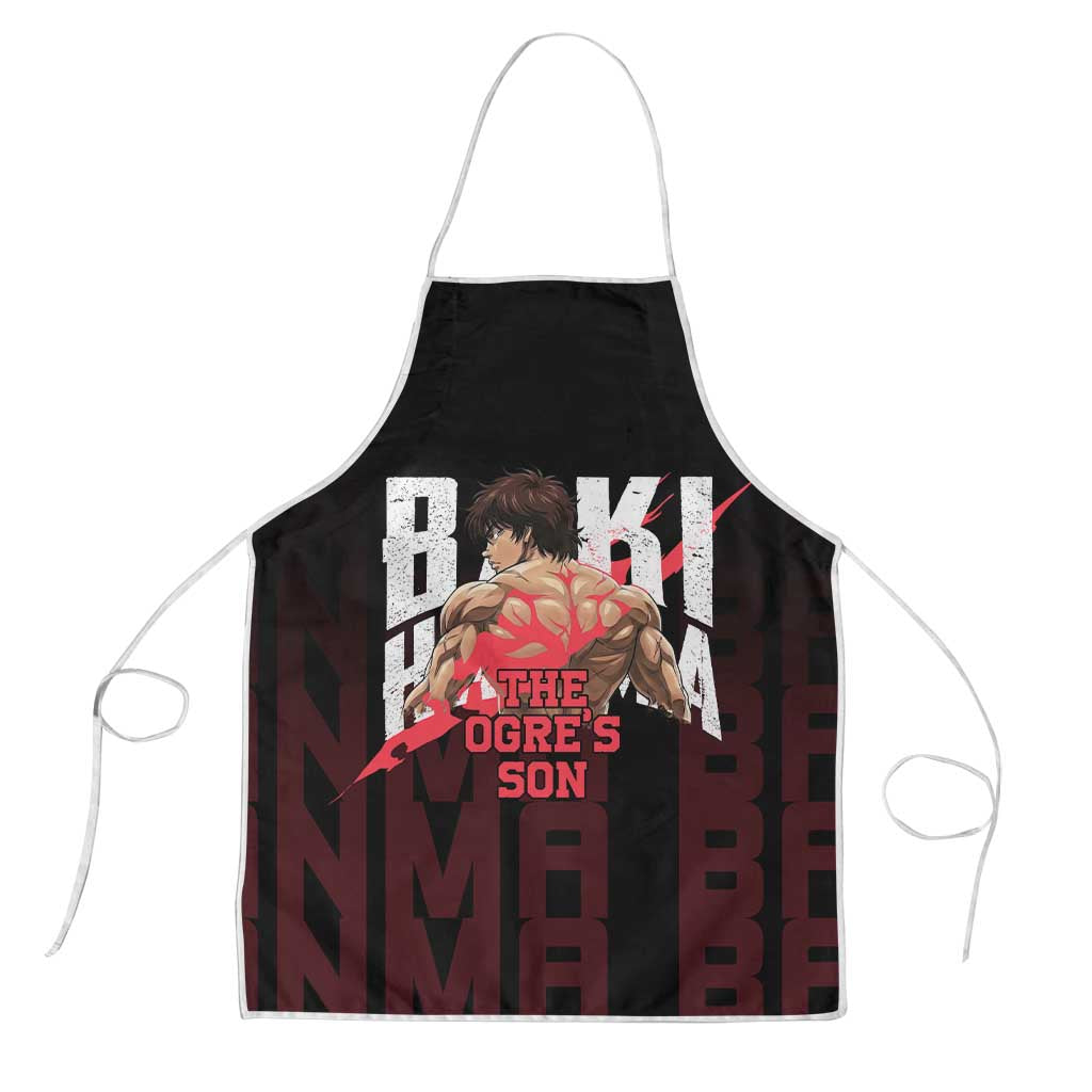 Baki Hanma The Ogre's Son Gym Theme Apron with Intense Anime Artwork and Muscular Back Design - The Mazicc