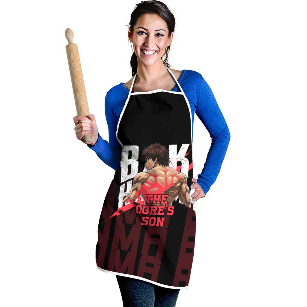 Baki Hanma The Ogre's Son Gym Theme Apron with Intense Anime Artwork and Muscular Back Design - The Mazicc