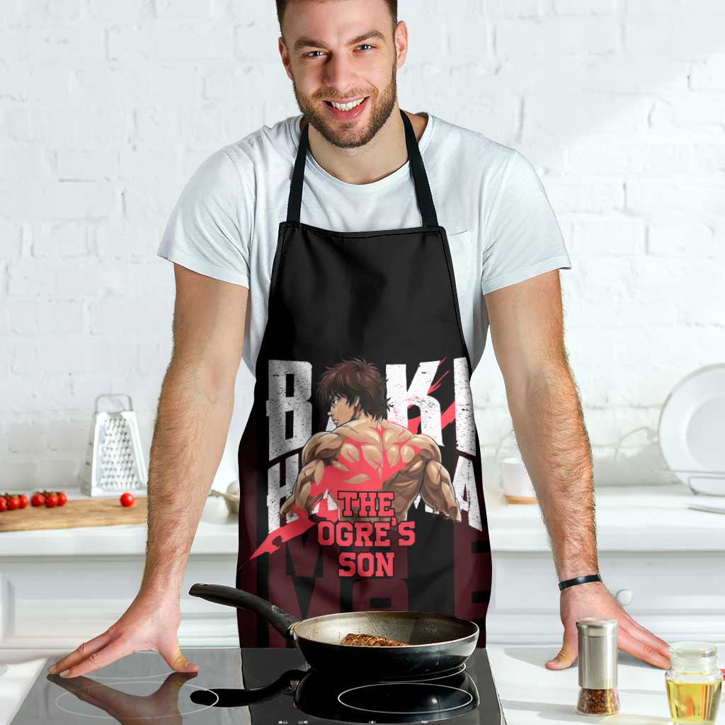 Baki Hanma The Ogre's Son Gym Theme Apron with Intense Anime Artwork and Muscular Back Design - The Mazicc