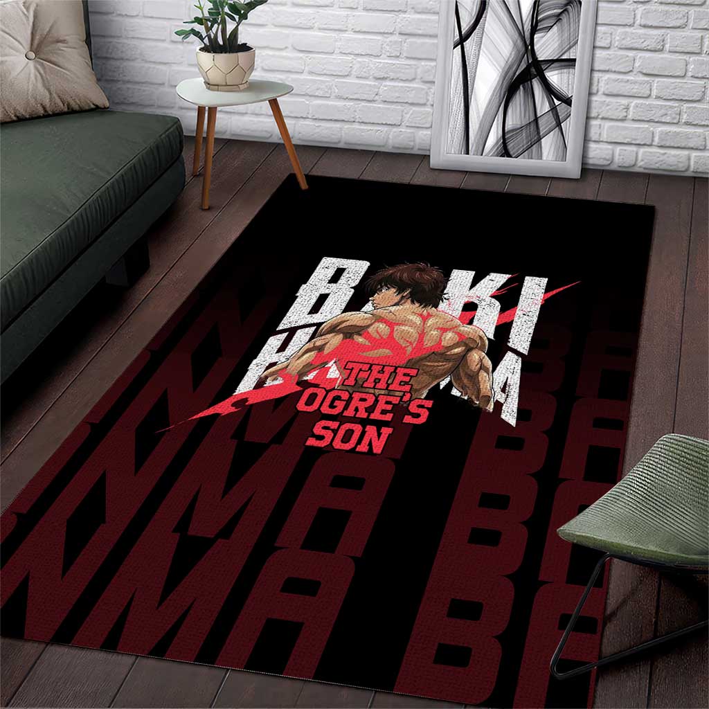 Baki Hanma The Ogre's Son Gym Theme Area Rug with Intense Anime Artwork and Muscular Back Design - The Mazicc