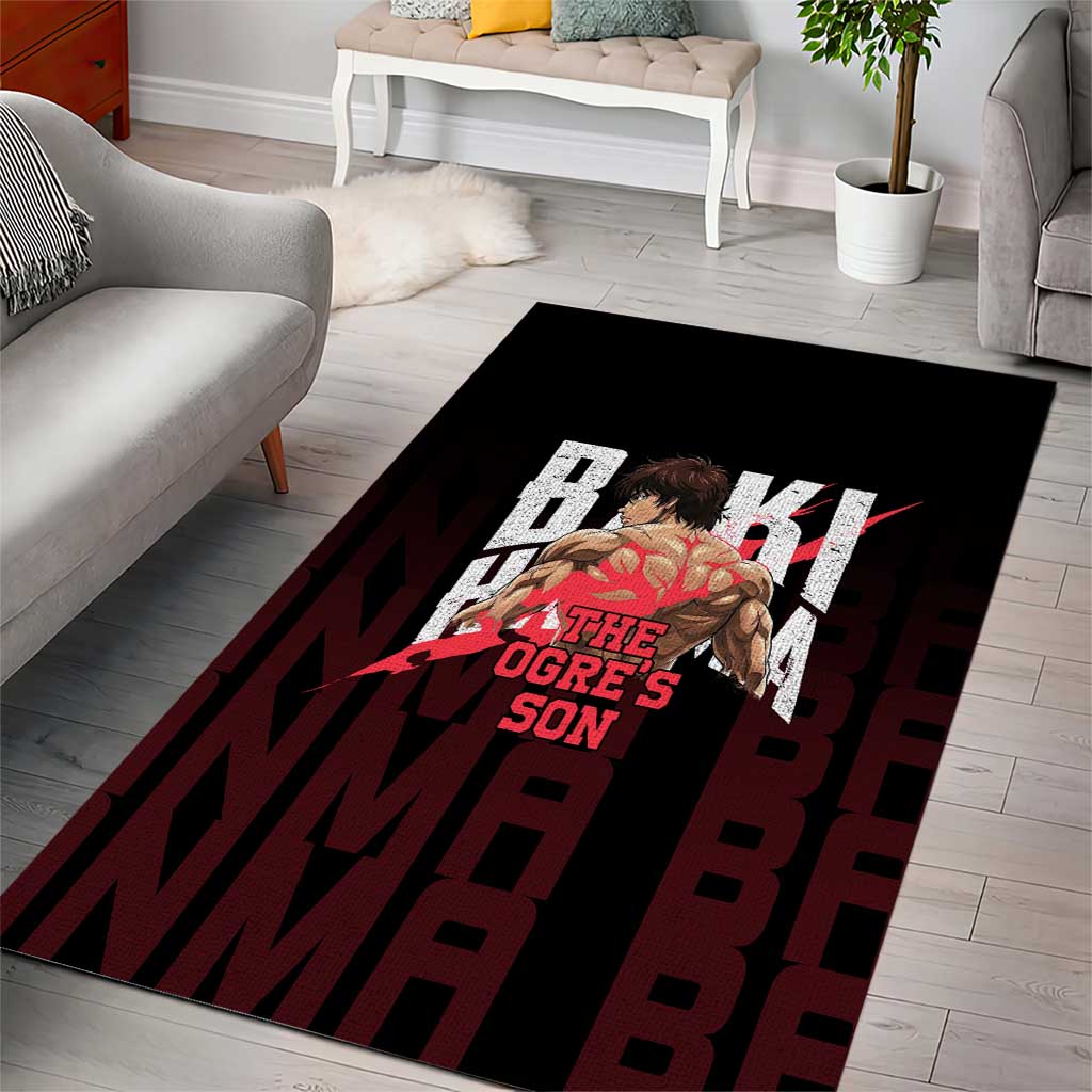 Baki Hanma The Ogre's Son Gym Theme Area Rug with Intense Anime Artwork and Muscular Back Design - The Mazicc