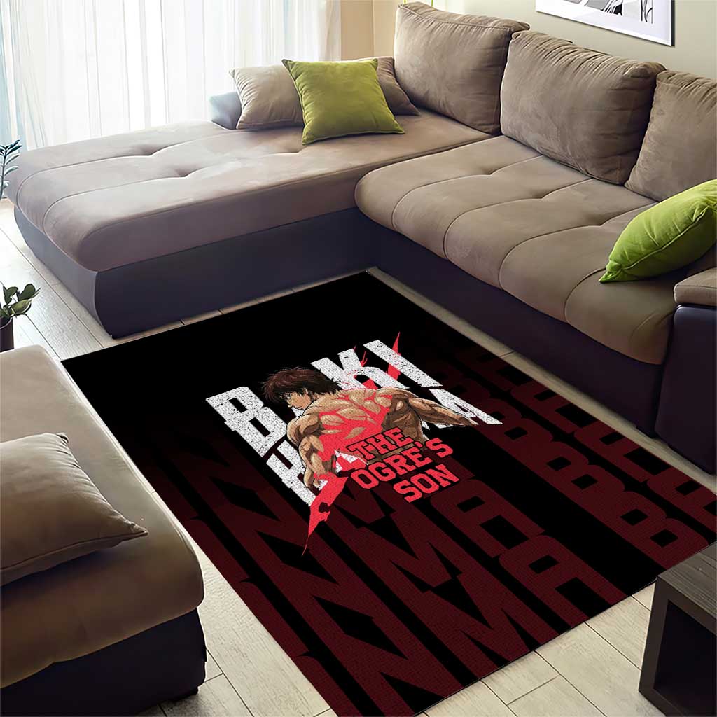 Baki Hanma The Ogre's Son Gym Theme Area Rug with Intense Anime Artwork and Muscular Back Design - The Mazicc