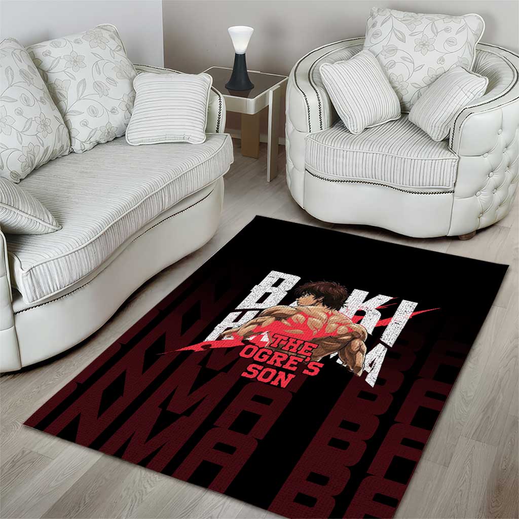 Baki Hanma The Ogre's Son Gym Theme Area Rug with Intense Anime Artwork and Muscular Back Design - The Mazicc