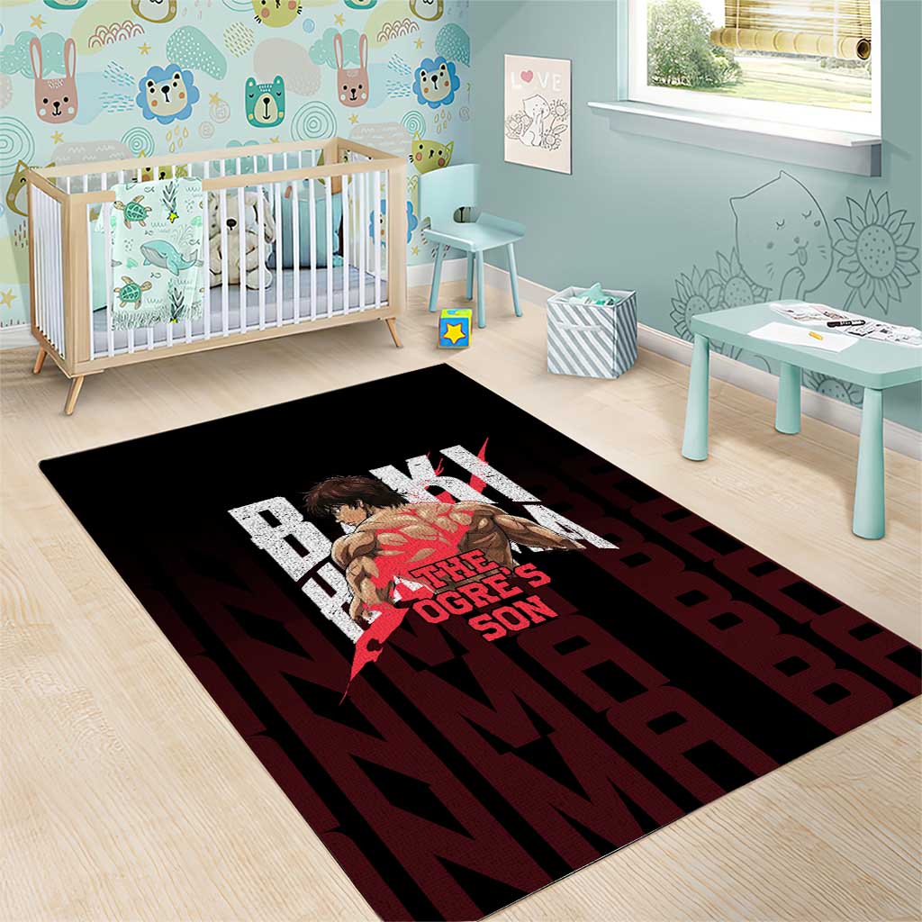 Baki Hanma The Ogre's Son Gym Theme Area Rug with Intense Anime Artwork and Muscular Back Design - The Mazicc