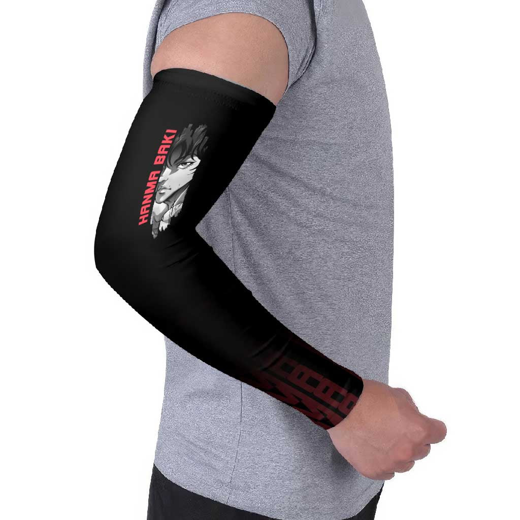 Baki Hanma The Ogre's Son Gym Theme Arm Sleeves with Intense Anime Artwork and Muscular Back Design - The Mazicc
