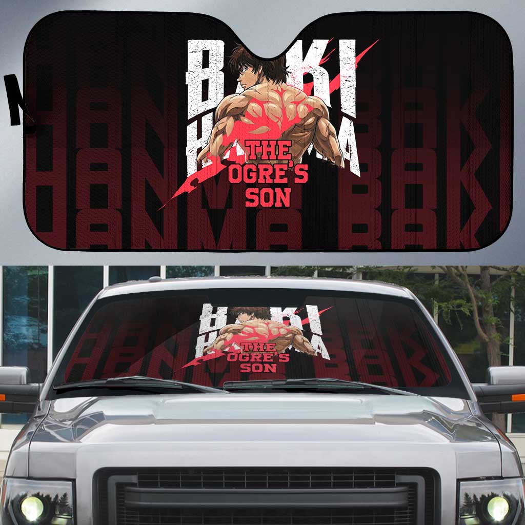 Baki Hanma The Ogre's Son Gym Theme Auto Sun Shade with Intense Anime Artwork and Muscular Back Design - The Mazicc