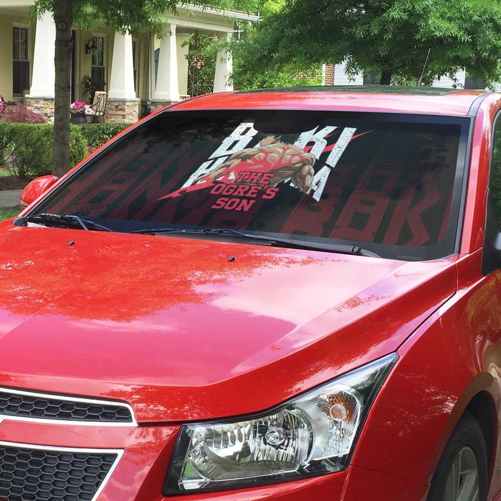 Baki Hanma The Ogre's Son Gym Theme Auto Sun Shade with Intense Anime Artwork and Muscular Back Design - The Mazicc