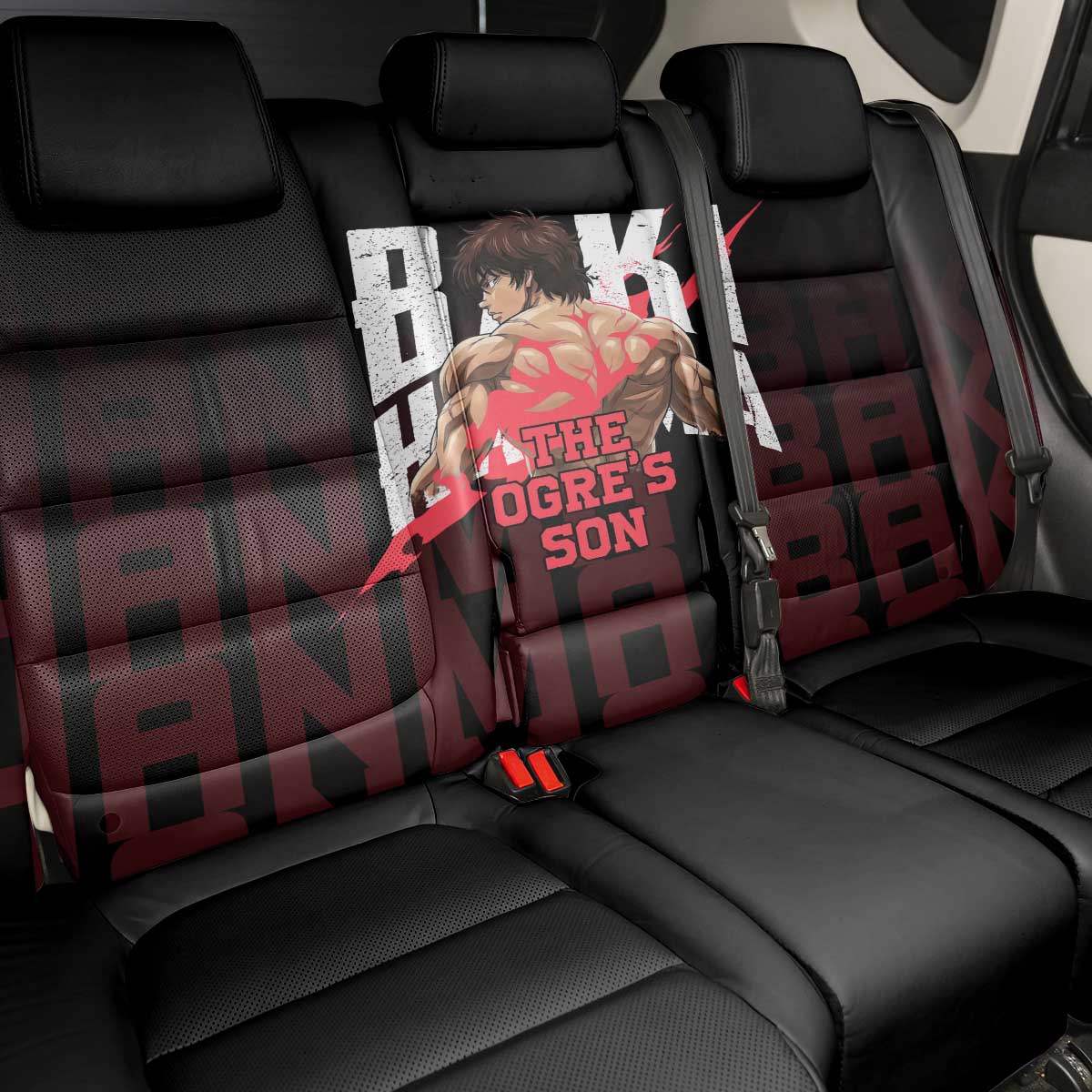Baki Hanma The Ogre's Son Gym Theme Back Car Seat Cover with Intense Anime Artwork and Muscular Back Design - The Mazicc