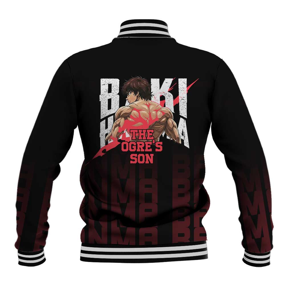 Baki Hanma The Ogre's Son Gym Theme Baseball Jacket with Intense Anime Artwork and Muscular Back Design - The Mazicc