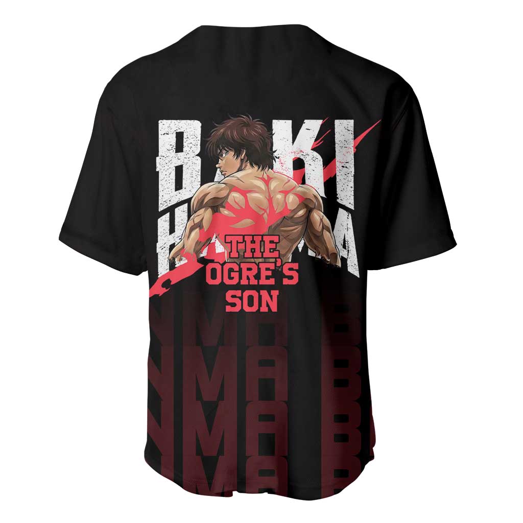 Baki Hanma The Ogre's Son Gym Theme Baseball Jersey with Intense Anime Artwork and Muscular Back Design - The Mazicc