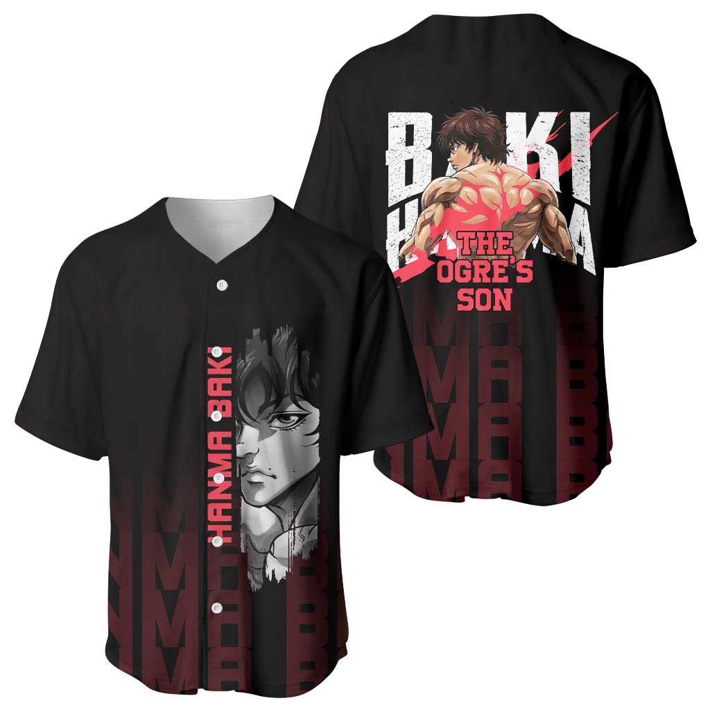 Baki Hanma The Ogre's Son Gym Theme Baseball Jersey with Intense Anime Artwork and Muscular Back Design - The Mazicc