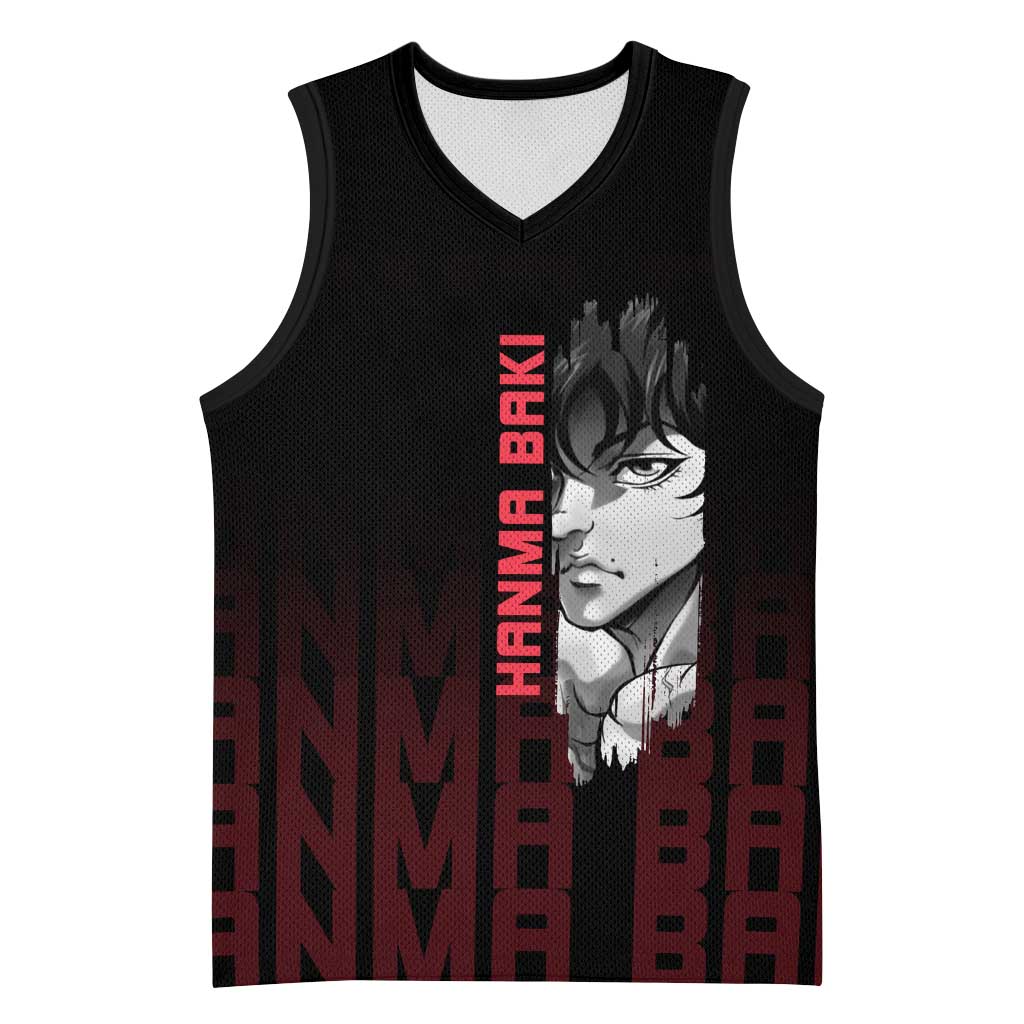 Baki Hanma The Ogre's Son Gym Theme Basketball Jersey with Intense Anime Artwork and Muscular Back Design - The Mazicc