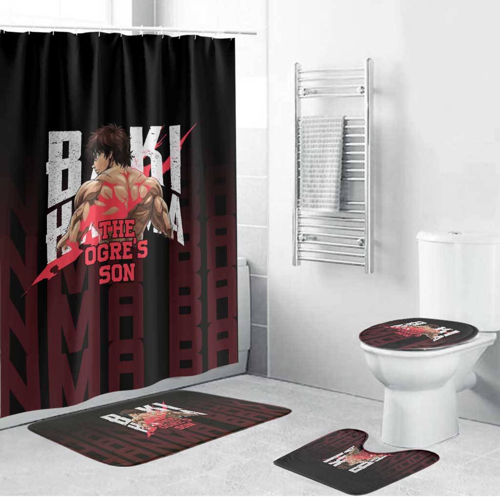 Baki Hanma The Ogre's Son Gym Theme Bathroom Set with Intense Anime Artwork and Muscular Back Design - The Mazicc