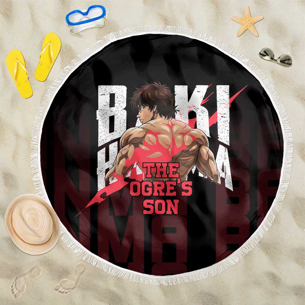 Baki Hanma The Ogre's Son Gym Theme Beach Blanket with Intense Anime Artwork and Muscular Back Design - The Mazicc