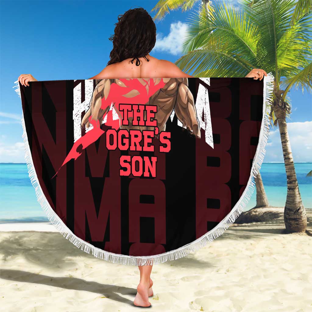 Baki Hanma The Ogre's Son Gym Theme Beach Blanket with Intense Anime Artwork and Muscular Back Design - The Mazicc