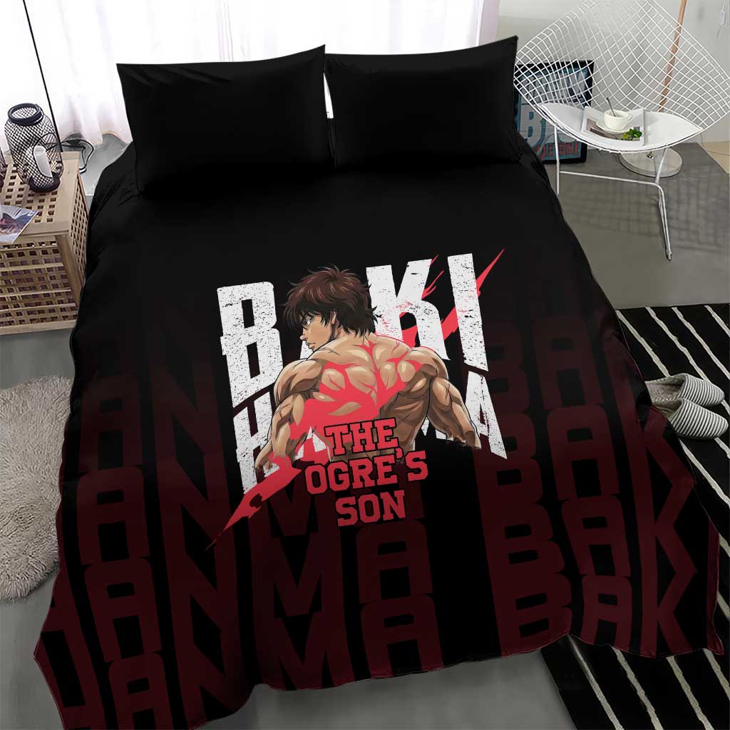 Baki Hanma The Ogre's Son Gym Theme Bedding Set with Intense Anime Artwork and Muscular Back Design - The Mazicc