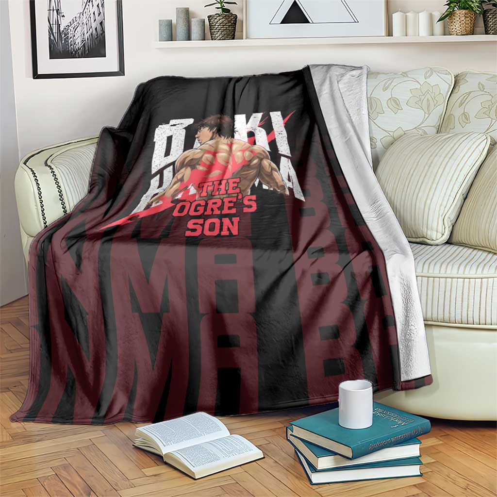 Baki Hanma The Ogre's Son Gym Theme Blanket with Intense Anime Artwork and Muscular Back Design - The Mazicc