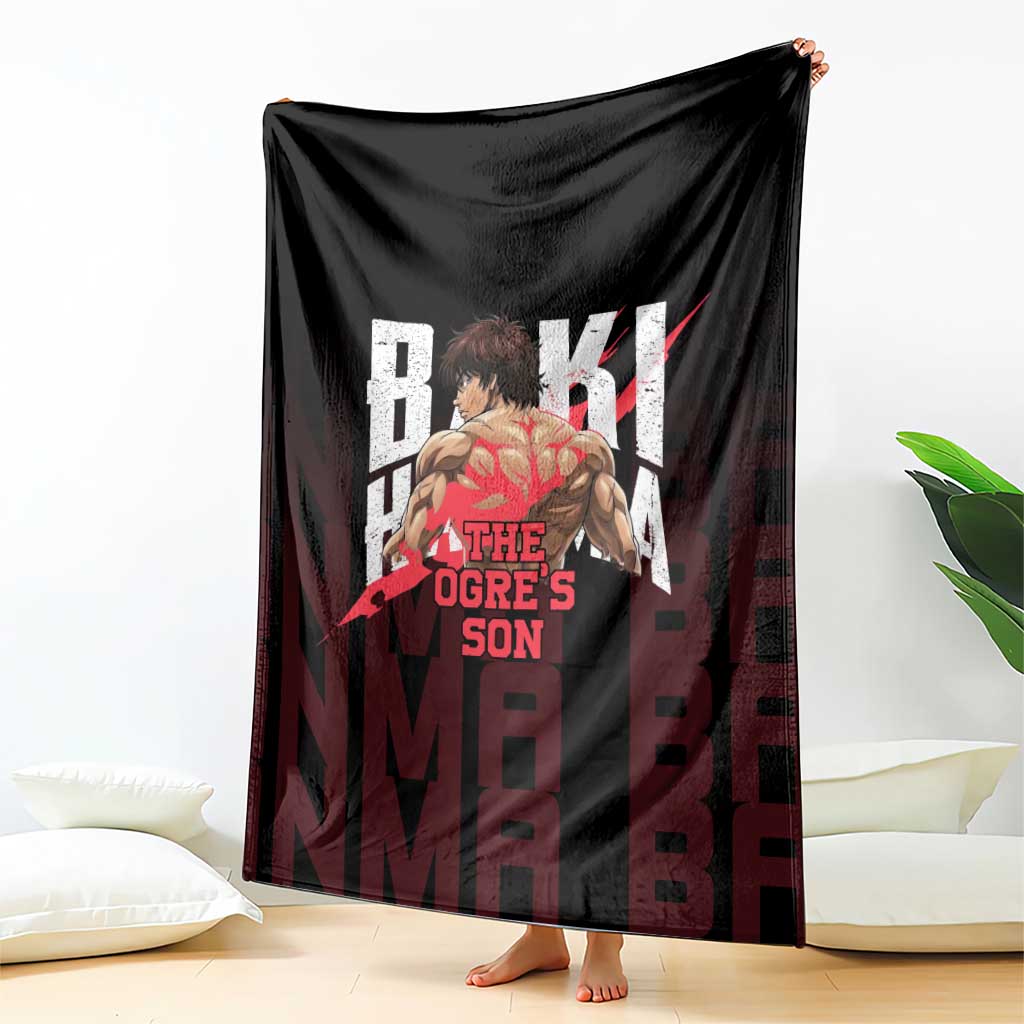 Baki Hanma The Ogre's Son Gym Theme Blanket with Intense Anime Artwork and Muscular Back Design - The Mazicc