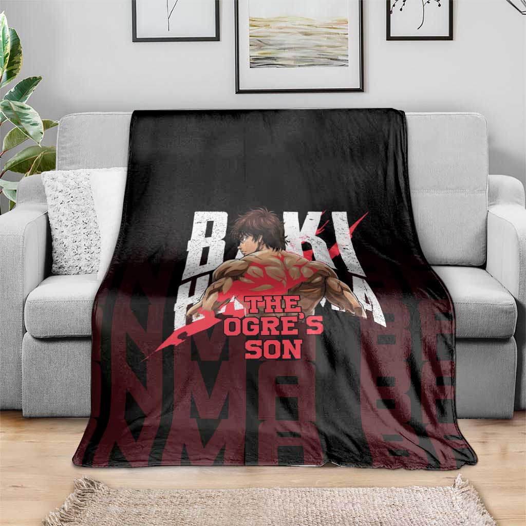 Baki Hanma The Ogre's Son Gym Theme Blanket with Intense Anime Artwork and Muscular Back Design - The Mazicc
