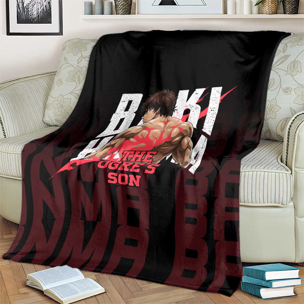 Baki Hanma The Ogre's Son Gym Theme Blanket with Intense Anime Artwork and Muscular Back Design - The Mazicc