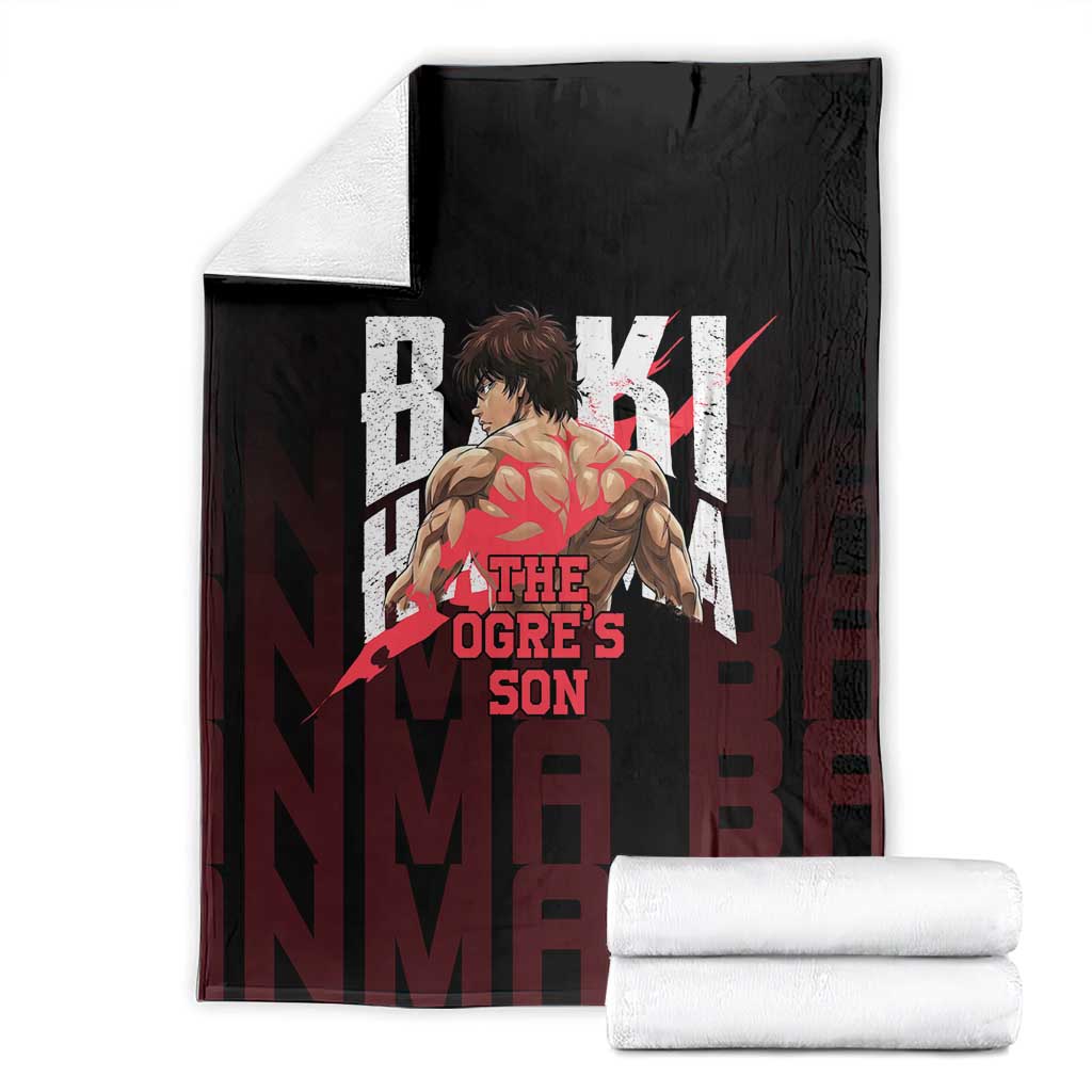 Baki Hanma The Ogre's Son Gym Theme Blanket with Intense Anime Artwork and Muscular Back Design - The Mazicc
