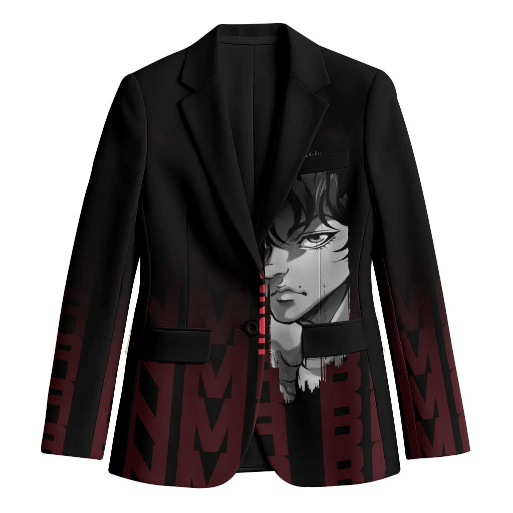 Baki Hanma The Ogre's Son Gym Theme Blazer with Intense Anime Artwork and Muscular Back Design - The Mazicc
