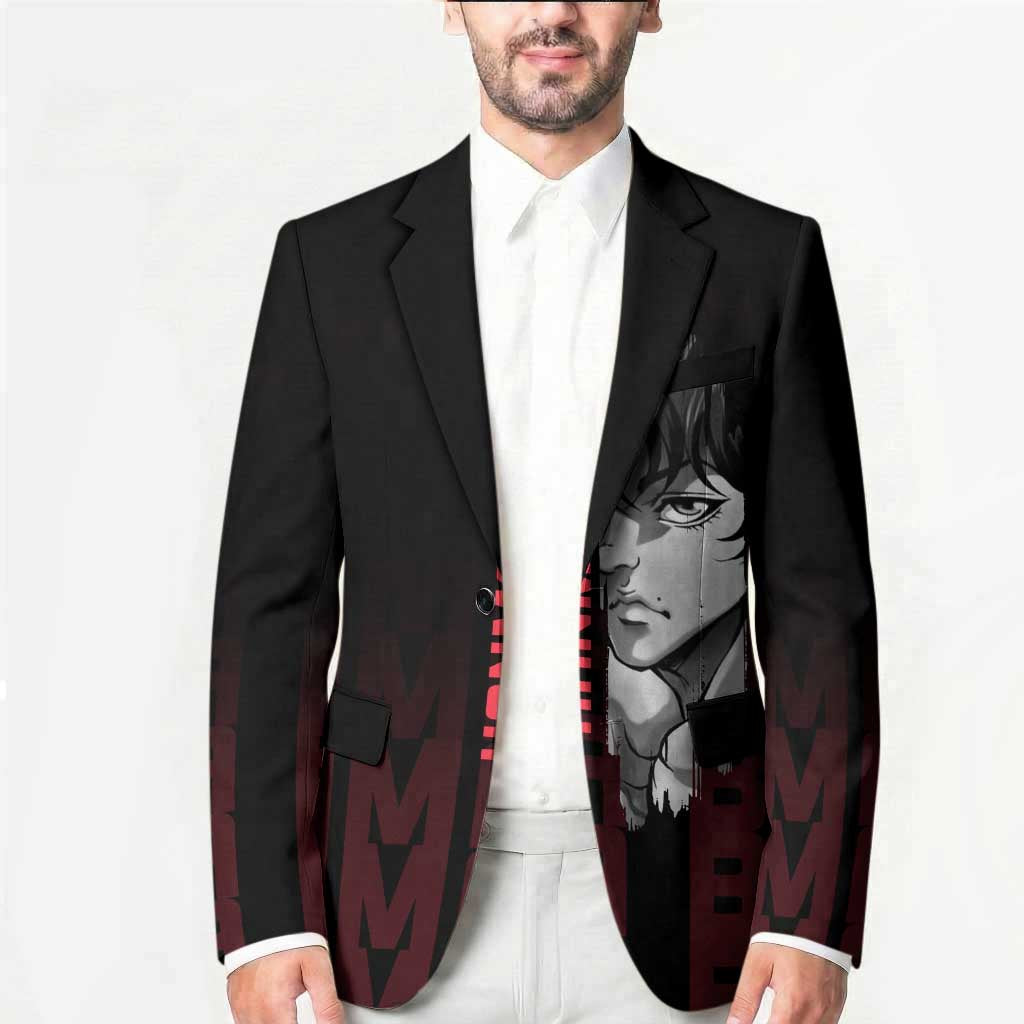 Baki Hanma The Ogre's Son Gym Theme Blazer with Intense Anime Artwork and Muscular Back Design - The Mazicc
