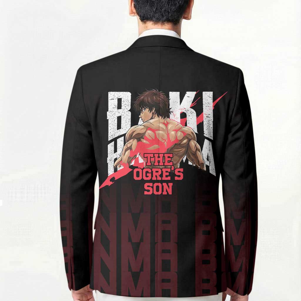 Baki Hanma The Ogre's Son Gym Theme Blazer with Intense Anime Artwork and Muscular Back Design - The Mazicc