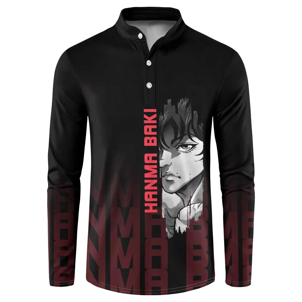 Baki Hanma The Ogre's Son Gym Theme Button Sweatshirt with Intense Anime Artwork and Muscular Back Design - The Mazicc