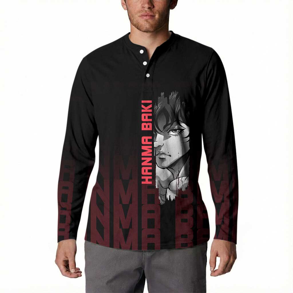 Baki Hanma The Ogre's Son Gym Theme Button Sweatshirt with Intense Anime Artwork and Muscular Back Design - The Mazicc