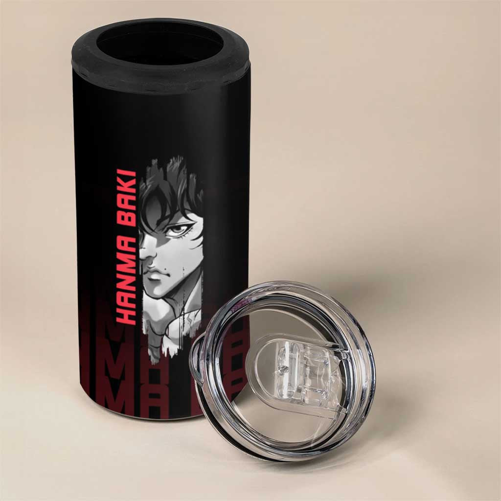 Baki Hanma The Ogre's Son Gym Theme 4 in 1 Can Cooler Tumbler with Intense Anime Artwork and Muscular Back Design - The Mazicc