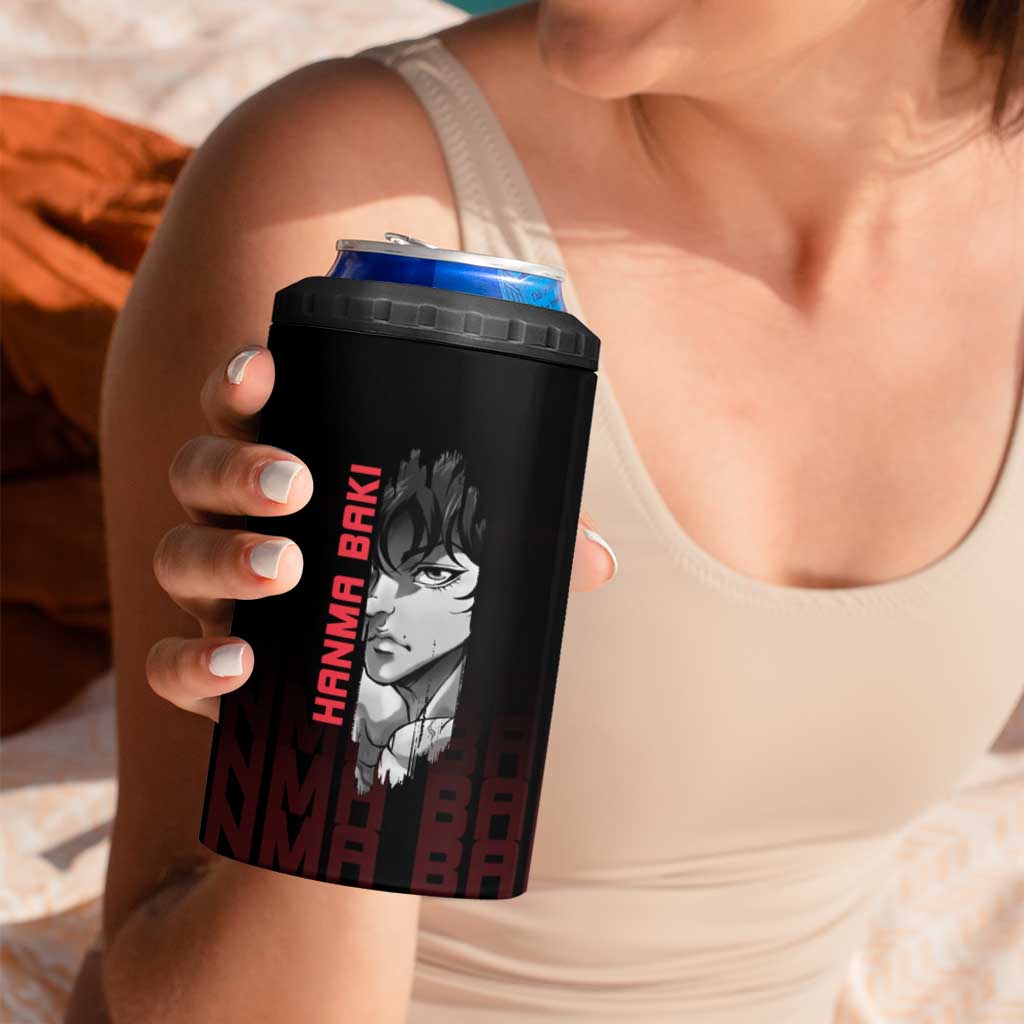 Baki Hanma The Ogre's Son Gym Theme 4 in 1 Can Cooler Tumbler with Intense Anime Artwork and Muscular Back Design - The Mazicc