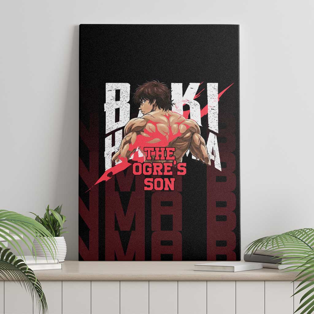 Baki Hanma The Ogre's Son Gym Theme Canvas Wall Art with Intense Anime Artwork and Muscular Back Design - The Mazicc