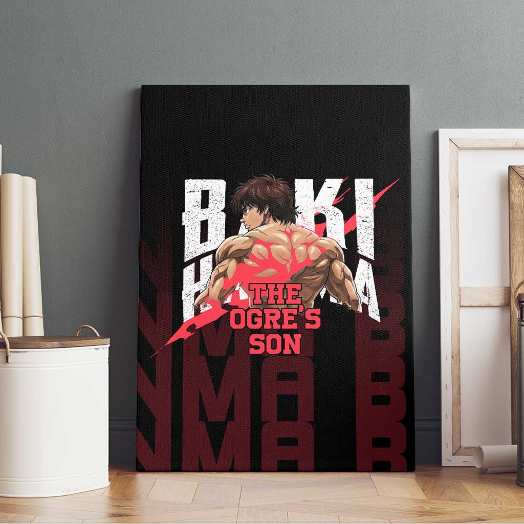 Baki Hanma The Ogre's Son Gym Theme Canvas Wall Art with Intense Anime Artwork and Muscular Back Design - The Mazicc