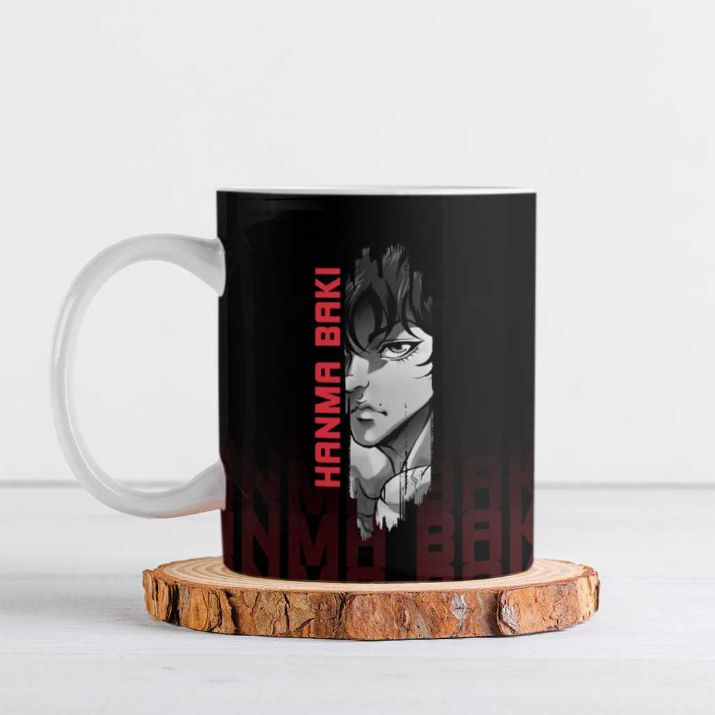 Baki Hanma The Ogre's Son Gym Theme Ceramic Mug with Intense Anime Artwork and Muscular Back Design - The Mazicc