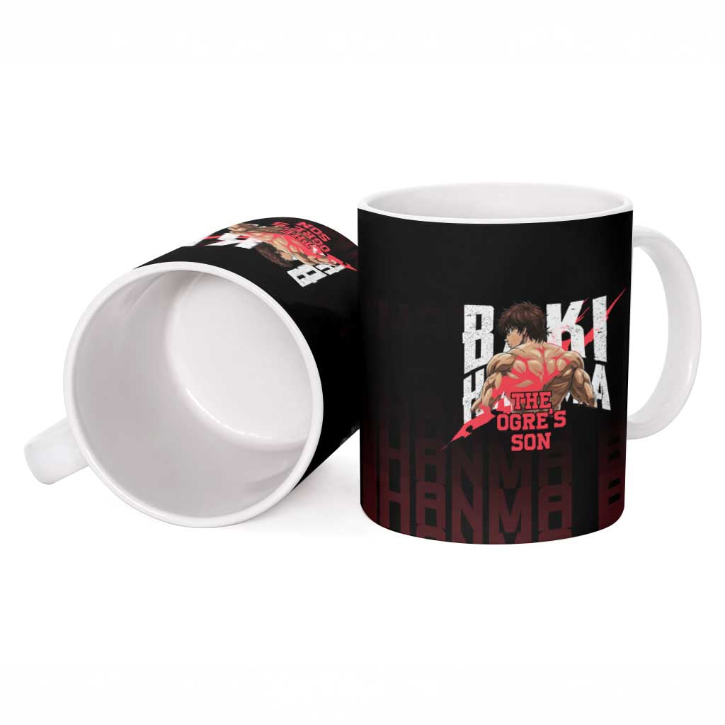 Baki Hanma The Ogre's Son Gym Theme Ceramic Mug with Intense Anime Artwork and Muscular Back Design - The Mazicc