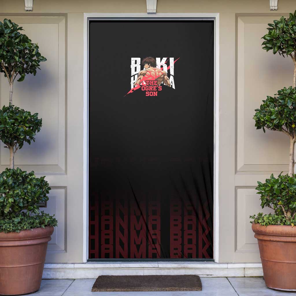 Baki Hanma The Ogre's Son Gym Theme Door Cover with Intense Anime Artwork and Muscular Back Design - The Mazicc