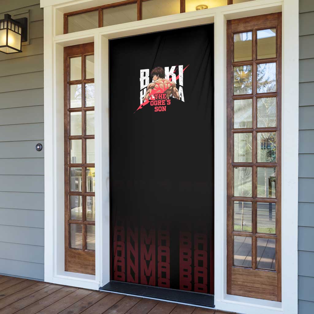 Baki Hanma The Ogre's Son Gym Theme Door Cover with Intense Anime Artwork and Muscular Back Design - The Mazicc