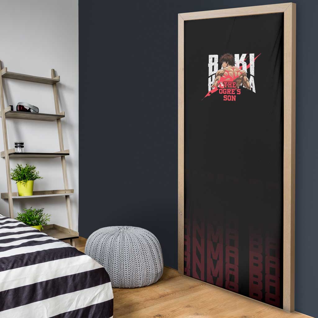 Baki Hanma The Ogre's Son Gym Theme Door Cover with Intense Anime Artwork and Muscular Back Design - The Mazicc