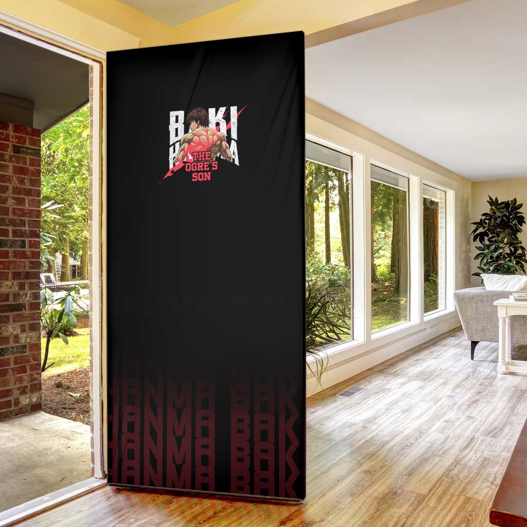 Baki Hanma The Ogre's Son Gym Theme Door Cover with Intense Anime Artwork and Muscular Back Design - The Mazicc