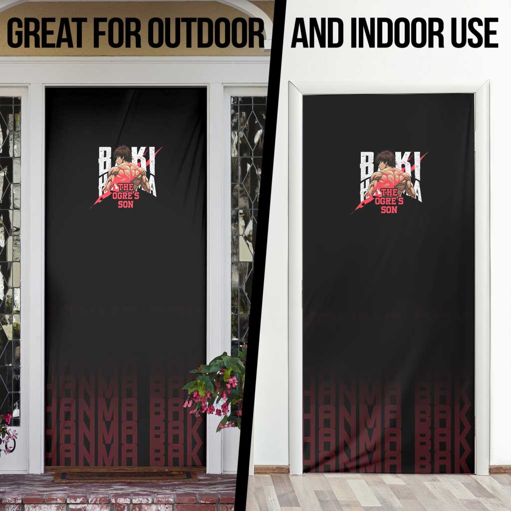 Baki Hanma The Ogre's Son Gym Theme Door Cover with Intense Anime Artwork and Muscular Back Design - The Mazicc