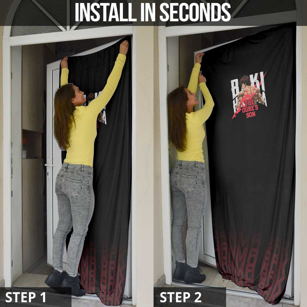 Baki Hanma The Ogre's Son Gym Theme Door Cover with Intense Anime Artwork and Muscular Back Design - The Mazicc