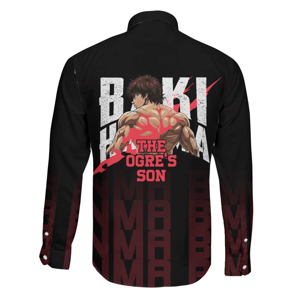 Baki Hanma The Ogre's Son Gym Theme Family Matching Puletasi and Hawaiian Shirt with Intense Anime Artwork and Muscular Back Design